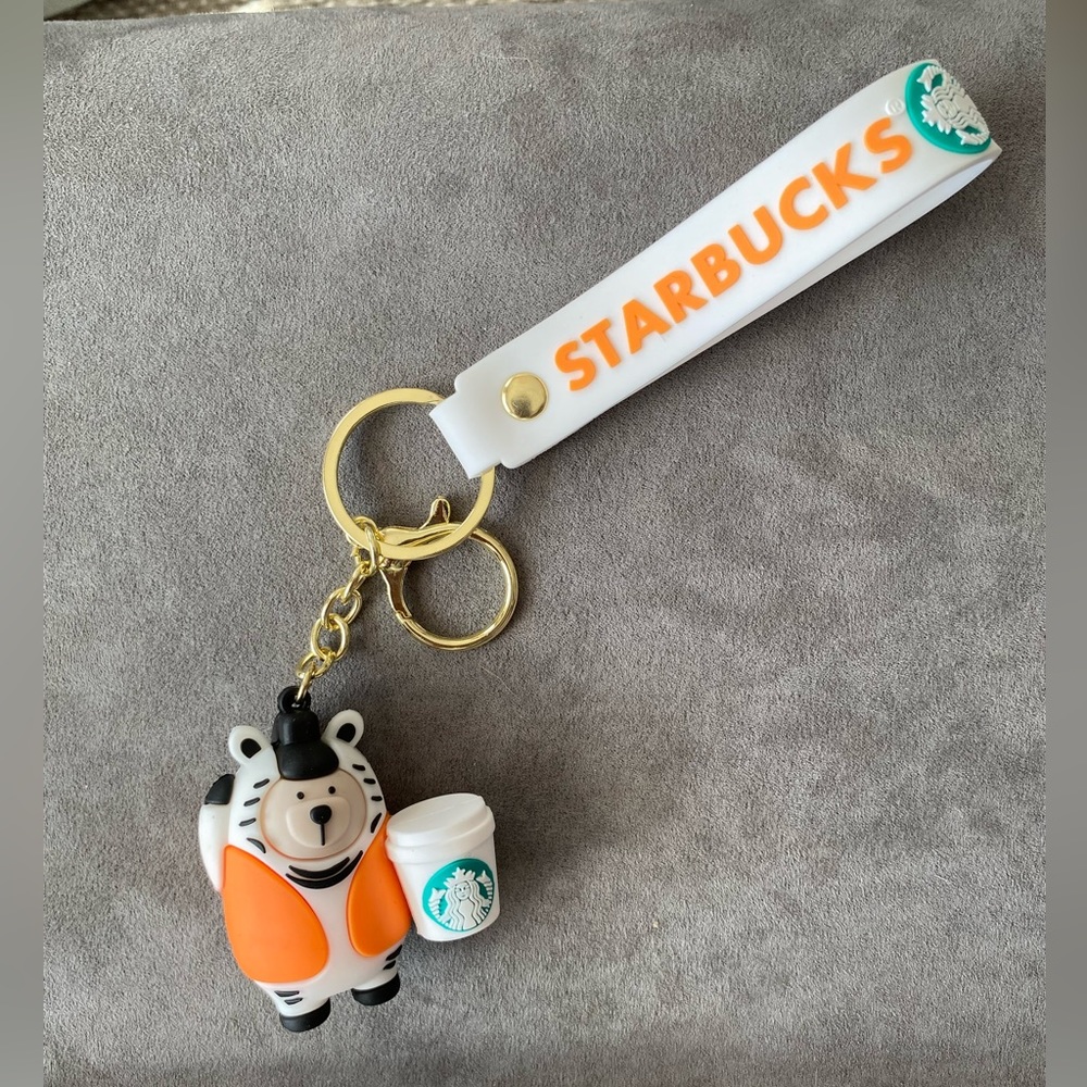 NWT Starbucks zebra barista bag charm and wristlet wrist
